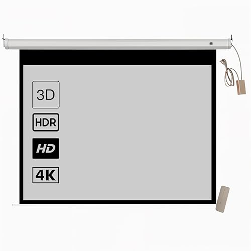 Image of BIG VUE 100 Inches Motorized Projector Screen with ALR Grey Fabric | Electric Projection Screen | Home Theatre Screen with Remote Control (100 Inch, 16:9 Aspect Ratio)
