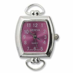 Box Displays Silver Plated Watch with Purple Face - (WFCL-15PU)