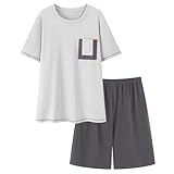 DuomaiJJ Schlafanzug Herren kurz Plus Size Herrenmodal-baumwollpyjamas Sommer Dünne Jugendhaus Kleidung Zwei-teiliger Set-grau-5xl