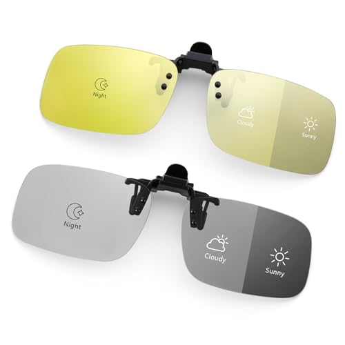 Image of Hifot Clip on Sunglasses 4 Pack,Polarized Lens Fit Over Prescription Glasses,Flip up Rimless Sunglasses