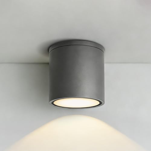 EBION Surface Mounted Downlight,IP54 Waterproof Outdoor Ceiling Light,GU10 Ceiling Spot Lights,Aluminum Round Ceiling Lighting Fixture for Bedroom,Living room,Bathroom,Hallway,Office,Anthracite,1 Pack