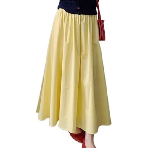Skirt for Women Elastic Waist Slim Loose Long Summer Autumn Leisure Lightweight Soft Ladies Outings