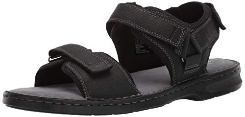 Clarks Men's Malone Shore Sandal, Black Tumbled Leather, 075 M US