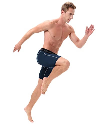 Roadbox Compression Shorts for Men 3 Pack Cool Dry Athletic Workout Underwear Running Gym Spandex Base Layer Boxer Briefs