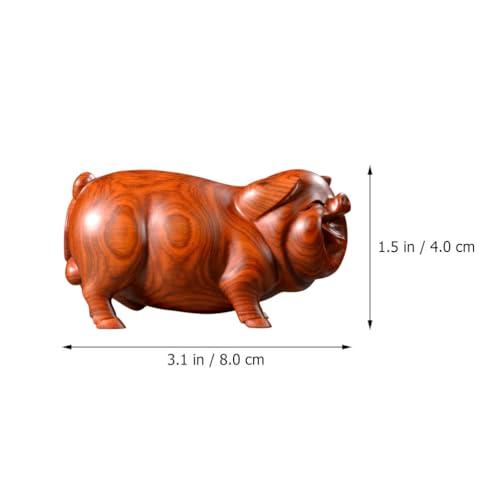 Estatua de cerdo de madera tallada para decoración miniatura 5