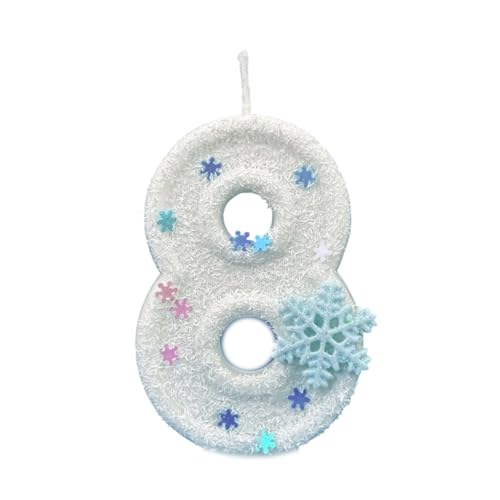Itkcozcg Número temático de copo de nieve de invierno para cumpleaños, decoración temática de congelación, ideal para celebraciones y fiestas, suministros de eventos, tema de copo de nieve de invierno