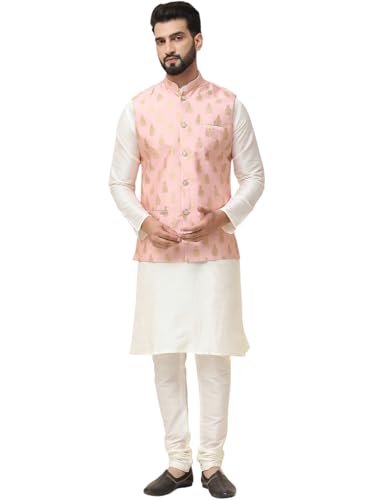 Image of SOJANYA (Since 1958 Men's Silk Blend Kurta Pyjama With Nehrujacket Set