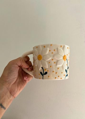 Image of WEAVING HOMES Wildflower Ceramic Coffee Mug for Office, Stylish Tea Cup for Woman, Modern Travel Mug (350 Ml)