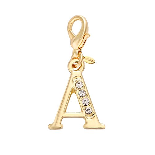 Senfai 26 Alphabet English Letters Crystal First Initial Name Charms For Bracelet,Necklace,Zipper Puller (A1) #TOP11