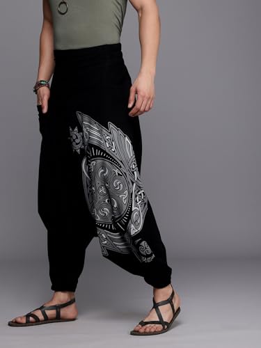 Image of The Veshti Company Printed Harem Pants for Men's Cotton Hippie Style Baggy Boho Yoga Pajama Pant with Pocket