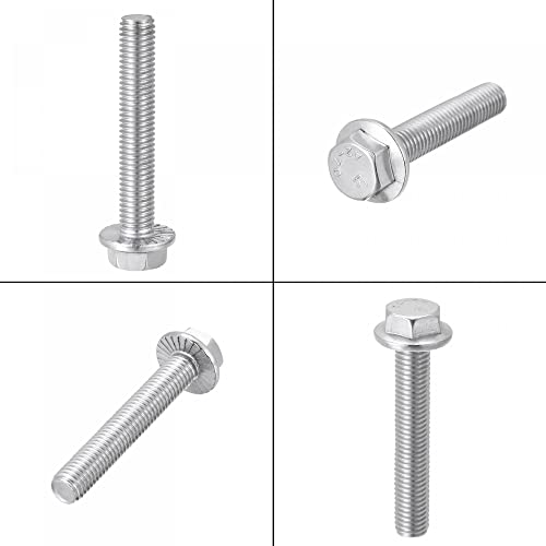 Image of uxcell M10x60mm Hex Serrated Flange Bolts Screws Metric Thread 304 Stainless Steel 6pcs