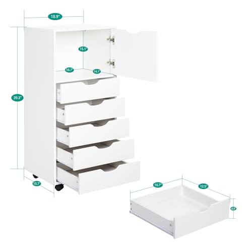 White Drawer Storage White File Cabinets for Home Office White Organizer with Drawers Storage Display Boxes Case White Drawer for Office and Bedroom Dresser Desk - 6 Drawer, White