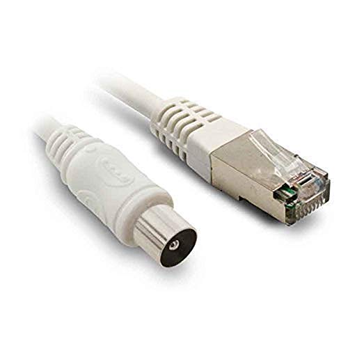 Metronic 495286 Câble TV pour Prise Murale RJ45 - Coaxial Mâle / Mâle - 5 M Blanc Cover