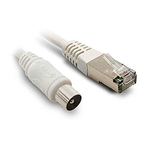 Metronic 495286 Câble TV pour Prise Murale RJ45 - Coaxial Mâle / Mâle - 5 M Blanc