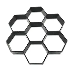 Generic Plastic Hexagon Driveway Paving Pavement Stone Mold Concrete Pathmate Paver, 30x30x4.5cm (Black)