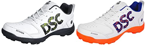 Image of DSC Beamer Cricket Shoe for Men & Boys (Light Weight | Economical | Durable | Size UK: 8) Grey-White & Beamer Cricket Shoes Size for Men (7 UK, Fluro Orange-White)