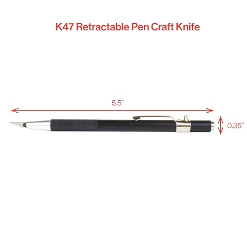 Excel Blades Retractable K47 Pen Knife 2-Pack – Precision Craft Knife with #65 Angled Blade for Scrapbooking, Stencils & Detail Cutting – Lightweight Hobby Knife with Pocket Clip – Made in USA