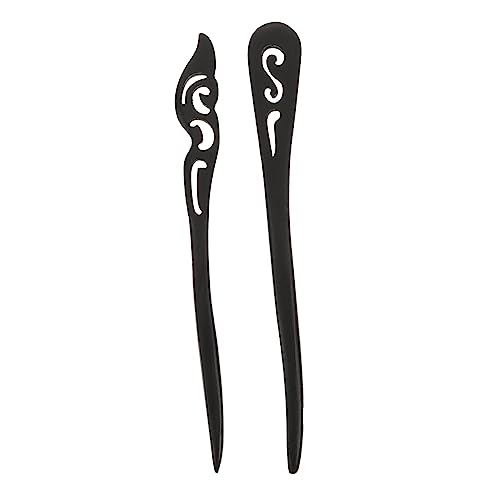 NOLITOY 2個 ヘアピン 女の子 形をした 模造黒檀かんざし レトロな髪飾り ヘ ック箸 木のかんざし レトロなかんざし 中華風ヘ ック ヘアジュエリー 木製 Black