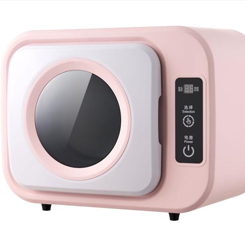 ZMIN Small Wall Mounted Drum Drying Machine, Mini Electric Portable Clothes Dryer, Front Load Compact Tumble Laundry Dryer, Dry Clothes Capacity: 1kg,Pink,A