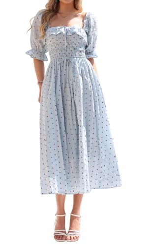 Image of R.Vivimos Women Summer Half Sleeve Cotton Ruffled Vintage Elegant Backless A Line Flowy Long Dresses