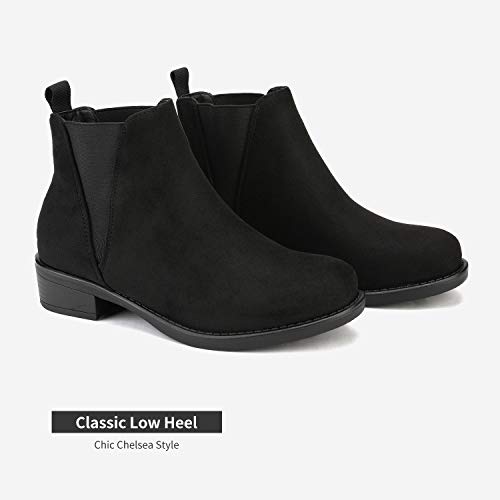 DREAM PAIRS Women's Ankle Boots Chunky Low Heel Chelsea Booties Slip On Elastic Fall Short Boots2