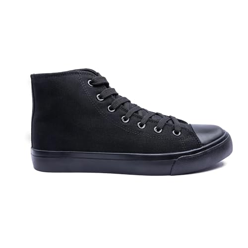 Image of Women's High-Top Canvas Sneakers - Classic Lace-Up Casual Shoes with Extra Shoelaces - Comfortable, Stylish, and Durable