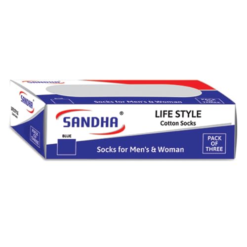 Image of SANDHA socks for men full length Men's Cotton Heel & Toe for Durability. Ideal for Regular, Business & Office Use - Pack of 3, Free Size