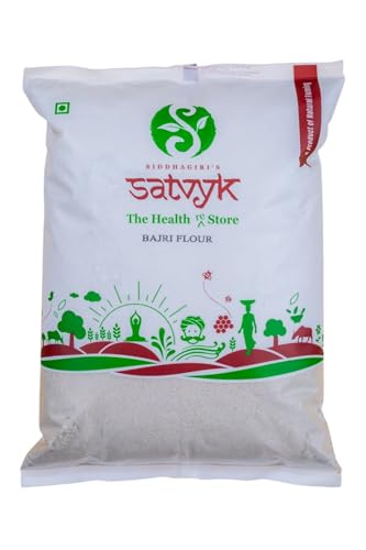 Image of S Siddhagiri's SATVYK THE HEALTH re STORE - Desi Bajra Flour - (Set of 5-5Kg) - Stoneground | Pearl Millet Flour | Gluten-Free Bajri Flour | Fiber-Rich - Protein-Rich Bajra Atta