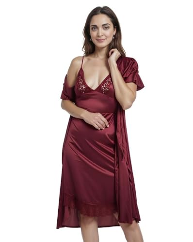 Image of PNAEONG Satin Short Wedding Nighty for Women Bridal