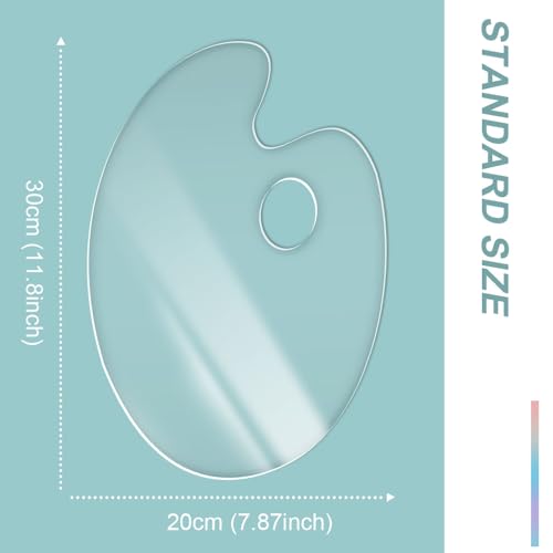 Clear Acrylic Paint Palette - Oval Non-Stick Artist Wet Palette for Acrylic & Oil Paint Mixing 30 x 20 cm Plastic Art Paint Tray with Protective Film Reusable DIY Art Stuff & Craft Supplies