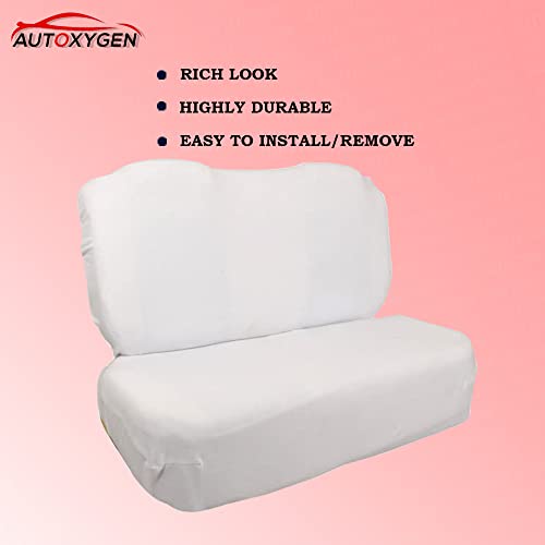 Image of AUTOXYGEN Car Towel Seat Cover Accessories Front & Rear 100% Pure Cotton Fabric, Sweat Control Complete Set for Swift Dzire (Front Detachable Headrest, White)