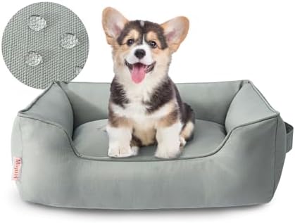 Miguel Outdoor Waterproof Cat Bed With Side, Ripstop Oxford Durable Bed for Small Dog Easy Clean, All Weather Rectangle Medium Pet Bed Bolster Tough Puppy Bed Scratch Resistant Removable Cover 20 inch