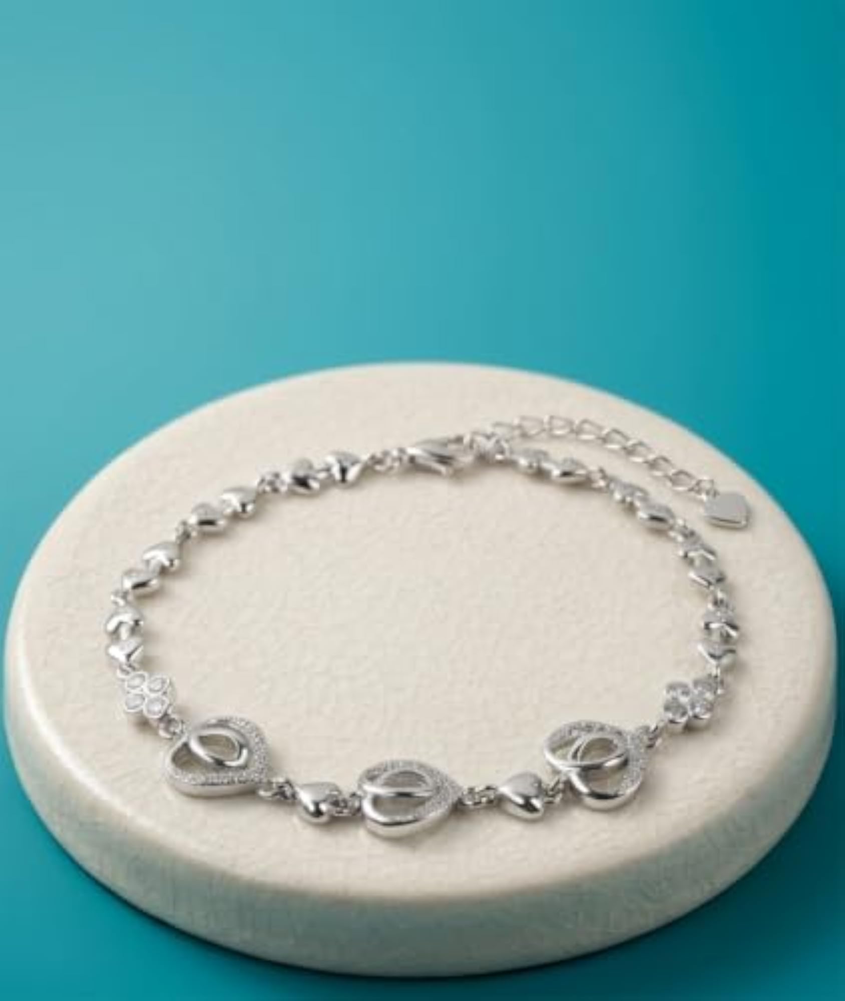 925 Sterling Silver Heart Chain Bracelet for Women