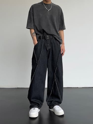 XYGJZ Men's Baggy Jeans Vintage Loose Fit Wide Leg Denim Pants Hip hop Streetwear Oversized Pants2