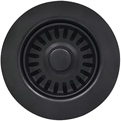 Conjunto Desague Fregadero EADOT - Conjunto de drenaje de fregadero de cocina de polímero negro de 3-1/2 pulgadas con colador de cesta y tapón, colador de cesta de drenaje de cocina para fregaderos de cocina de granito/arcilla