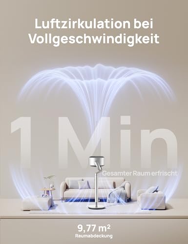 DREO Smart Standventilator mit RGB Light, 120° +120° Oszillierender Ventilator mit Fernbedienung, 20dB Leiser Bodenventilator für Schlafzimmer, 8H Timer, Silber 4
