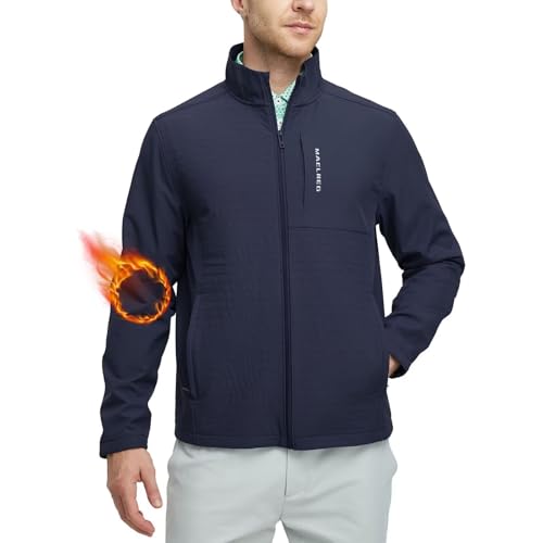 M MAELREG Mens Jacket Zipper Pockets Softshell Lightweight Water-Resistant Windbreaker Golf Spring Fall Jackets for Men