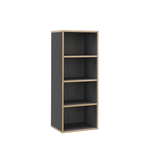 Vicco Bücherregal Tetrix, Anthrazit, 40 x 100 cm mit 4 Fächern