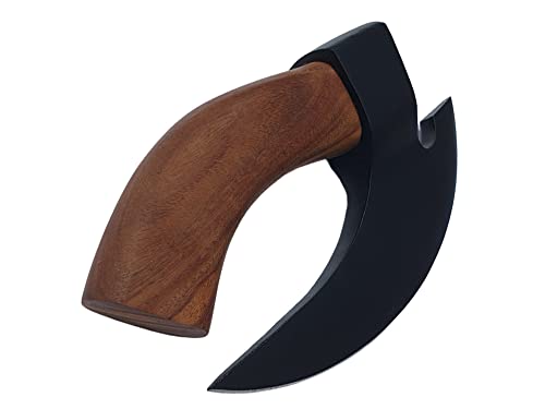 Hand Made Carbon Steel Viking Pizza Cutter Pizza cutter axe Pizza slicer With Black Coating 9 Inches Leather Sheath Included (PZC5)
