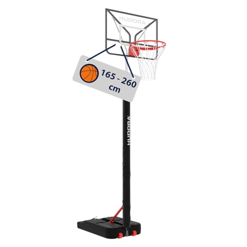 HUDORA Basketballständer RoCo 260 - Höhenverstellbarer, Faltbarer Basketballkorb - geeignet für Indoor und Outdoor - für Kinder und Jugendliche - Basketball Korb mit Ständer - Shadow, grau