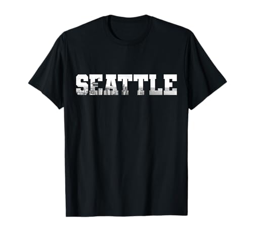 Seattle Washington Skyline Pride Nero & Bianco Vintage Maglietta