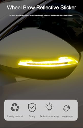 Image of JANVITHA Universal Car Reflective Stickers | Super Reflective Rearview Mirror Trim Decals, Anti-Collision Strips, Anti-Scratch Protection, Warning Safety Stickers for Cars & Bikes - 2pc