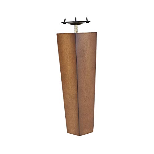 ProFurnitureParts Sandstone 9\" Tall Tapered Wood Sofa Legs w/Anti-Skid Pads, Leg Plates Included Set of 4