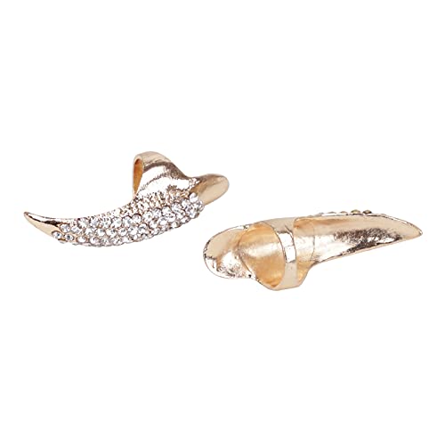 Faxianther 10Pcs Claw Ring Full Finger Set Halloween Devil Costume Ring Men Women Gothic Punk Bend Fingertip Bird Claws Rings Cosplay Decor (Gold A) - Image 3