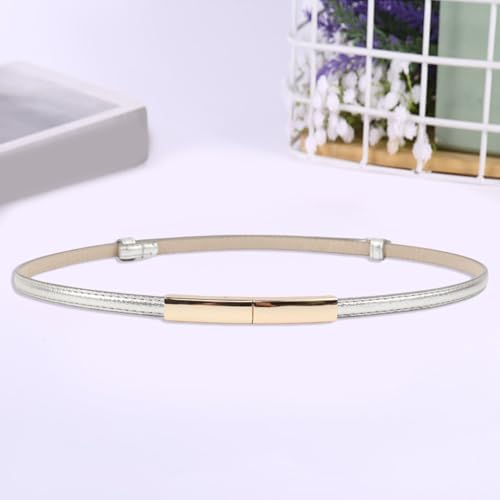 Women Faux Leather Belt Thin Adjustable Design Snap Button2