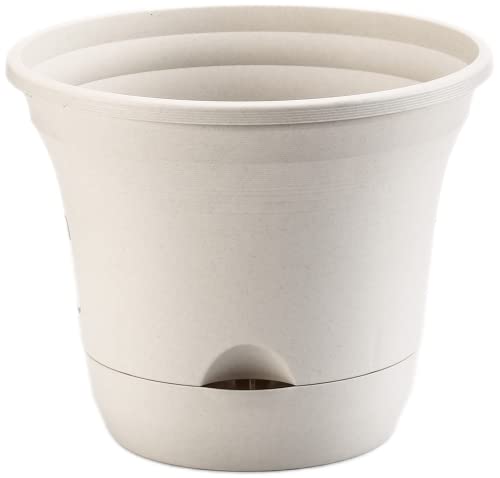Olly & Rose Maceta de riego automático de 35 cm, maceta extragrande para interiores y exteriores, color marfil (1 x 35 cm)