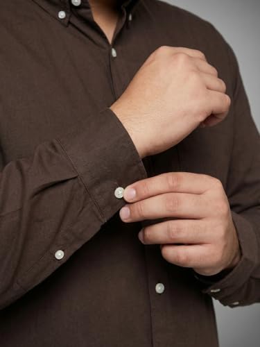 Image of Urbano Plus Men's Cotton Full Sleeve Regular Fit Solid Oxford Shirt with Button-Down Collar