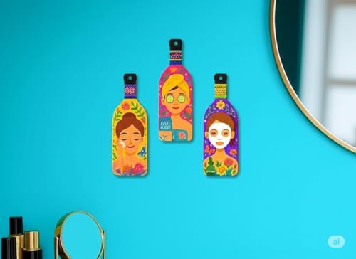 Image of GENXTRA Skin care women bottle Wooden Wall Hanging for Home Decor | Decoration Items for Home | Art Item for Office | Decorative Mdf Wall Hanging (BH3-01)