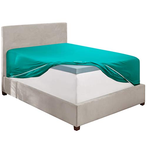 Image of Clara Clark Fitted Sheet, Extra Deep Pocket Fits Deep Mattress, Luxury Soft Fitted Sheet Only, Queen Teal