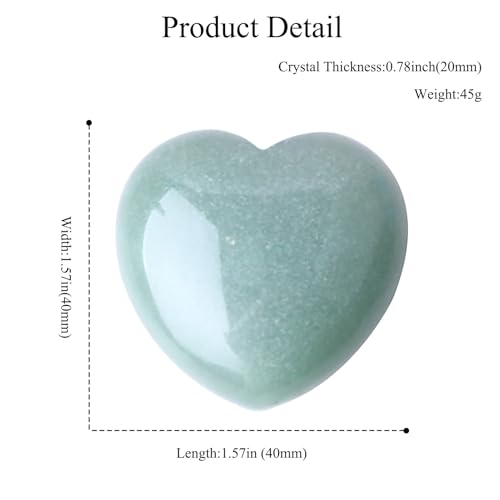 Image of 40mm Natural Green Aventurine Large Heart Stones Healing Crystals Gemstones Gifts Heart Shaped Rocks for Home Decor Reiki Meditation Women